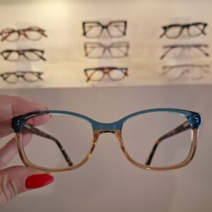 Armação Retangular Azul / Marrom Feminino - Monte Seus Óculos