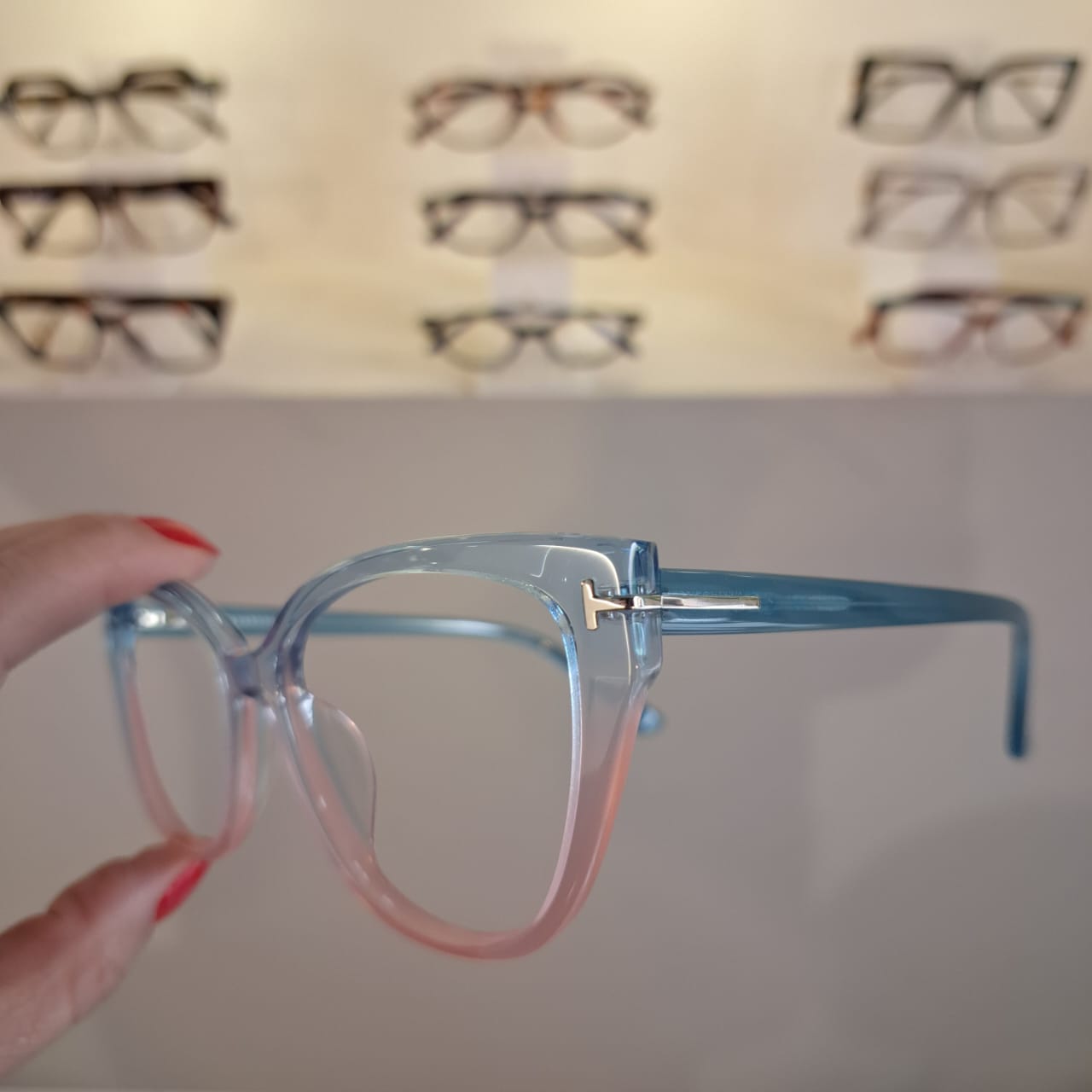 Armação Gatinho Azul / Rosa Femino - Monte Seus Óculos - Imagem 3