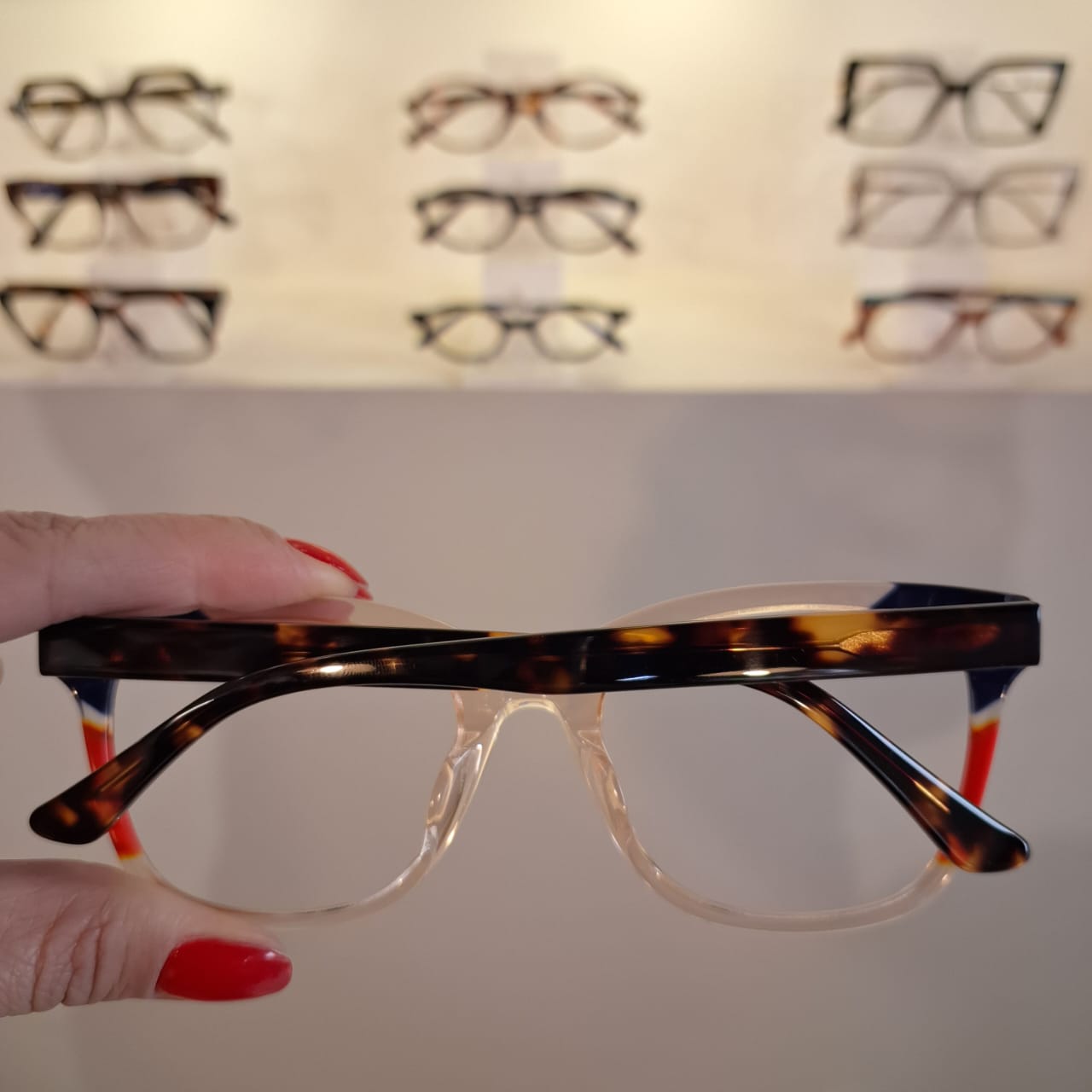 Armação Quadrado Transparente / Azul / Laranja Feminino Monte Seus Óculos - Imagem 2