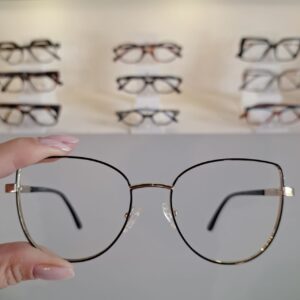 Armação Gatinho Preto / Dourado Feminino - Monte Seus Óculos 60020