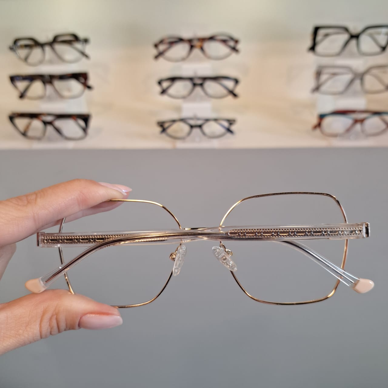 Armação Sextavado Lilás / Nude / Dourado Feminino 60010 - Imagem 2