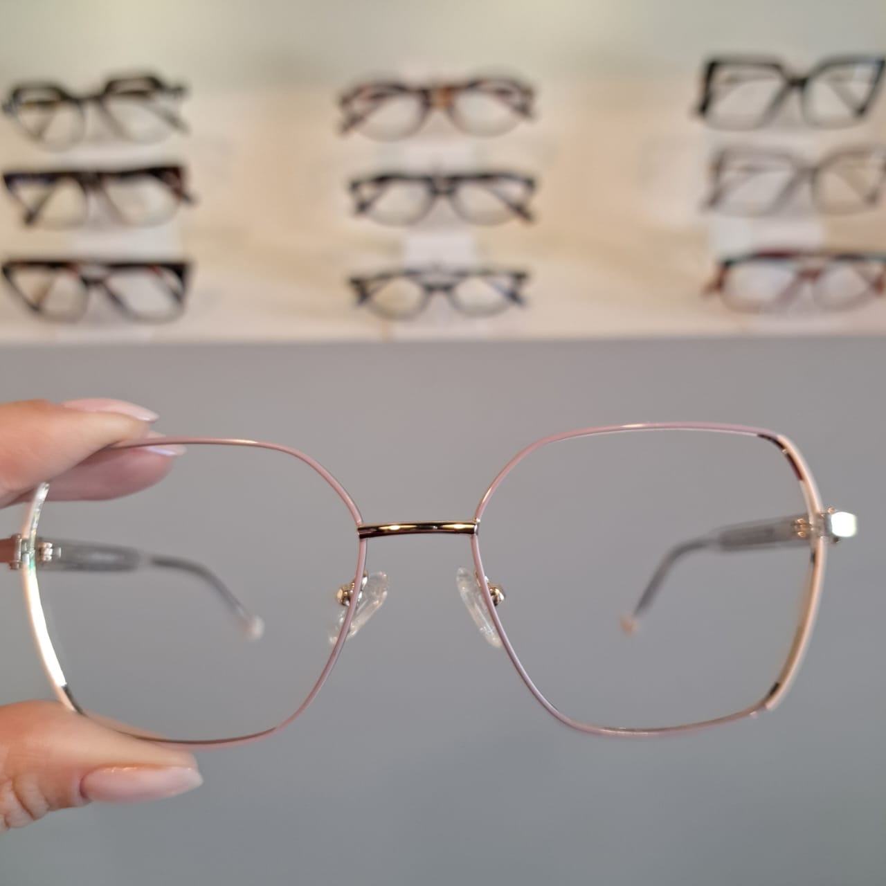 Armação Sextavado Lilás / Nude / Dourado Feminino 60010