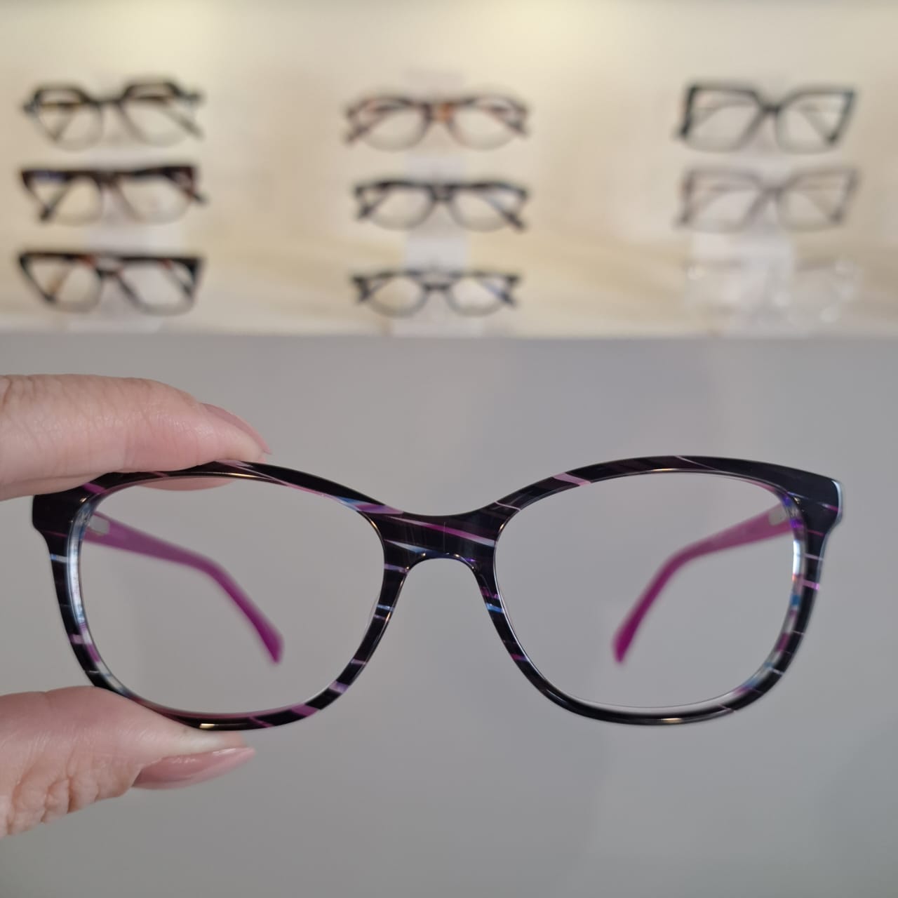 Armação Retangular Pink / Preto feminino - Monte Seus Óculos