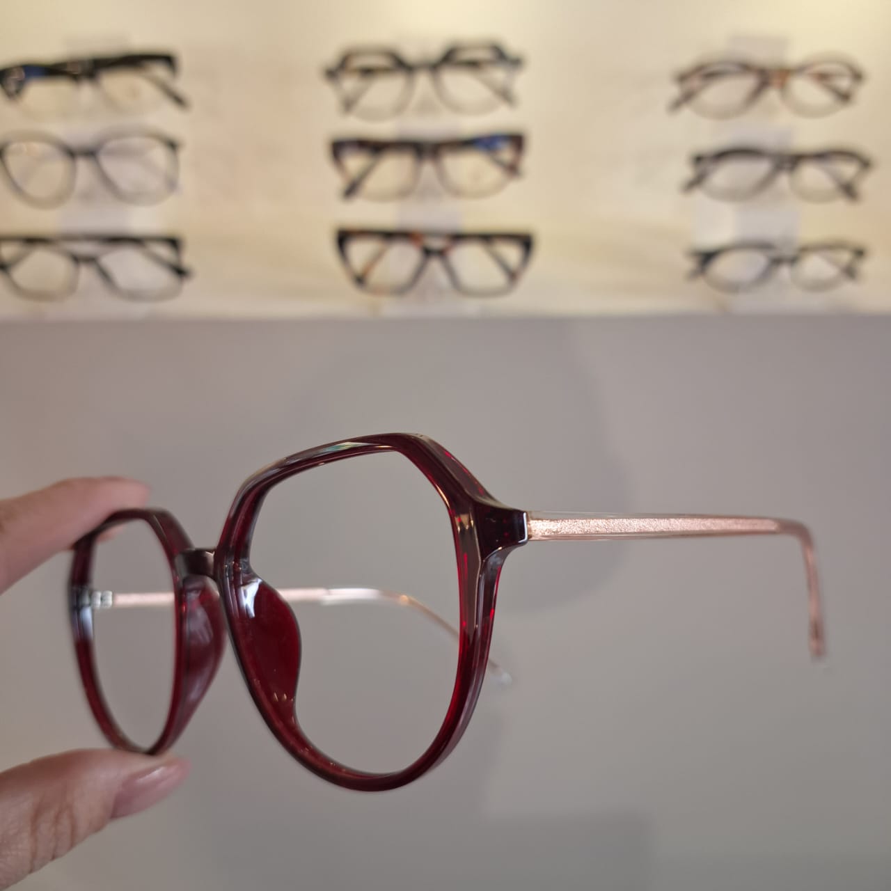 Armação Sextavado Vinho Feminino - Monte Seus Óculos - Imagem 3