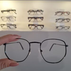 Armação Sextavado Preto Unissex - Monte Seus Óculos