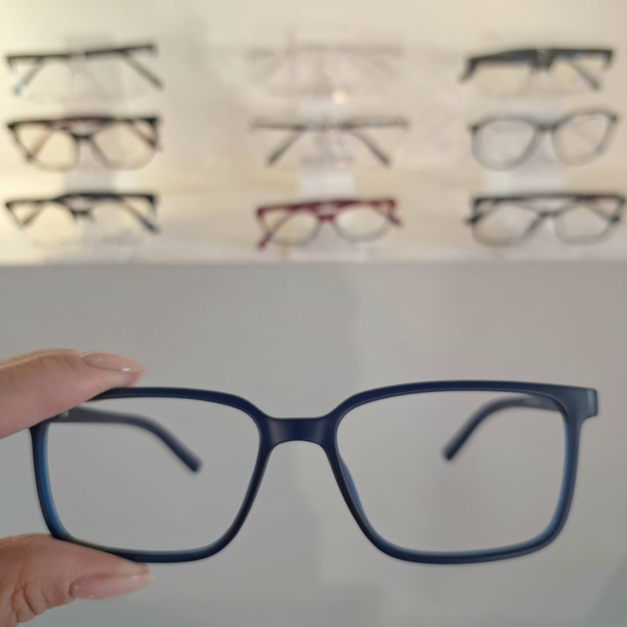 Armação Retangular Azul Masculino - Monte Seus Óculos