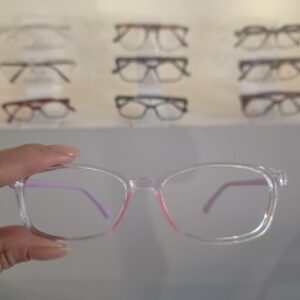 Armação Infantil Transparente / lilás Quadrado Feminino - Monte Seus Óculos