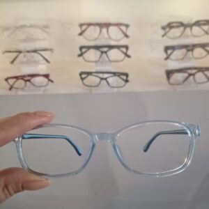 Armação Infantil Transparente / Azul Quadrado Feminino - Monte Seus Óculos