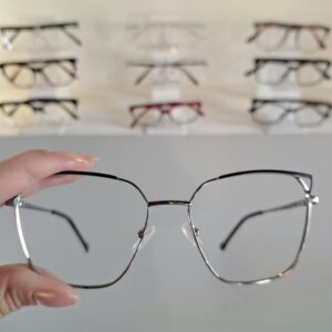 Armação Quadrado Preto / Prata Feminino - Monte Seus Óculos