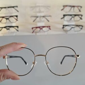 Armação Redondo Preto / Dourado Feminino - Monte Seus Óculos