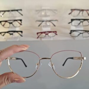 Armação Gatinho Rose / Dourado Feminino - Monte Seus Óculos