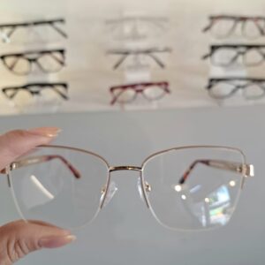 Armação Quadrado Bege / Dourado Feminino - Monte Seus Óculos