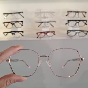 Armação Sextavado Rosa / Dourado Feminino - Monte Seus Óculos