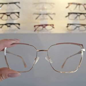 Armação Quadrado Dourado / Rose Feminino - Monte Seus Óculos