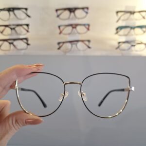 Armação Gatinho Preto / Dourado Feminino - Monte Seus Óculos