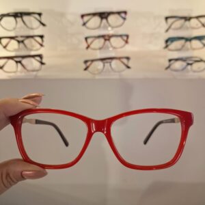 Armação Quadrado Vermelho Feminino - Monte Seus Óculos