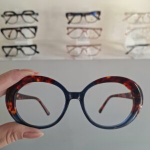 Óculos Oval Acetato Vintage Feminino 796 Demir/Azul