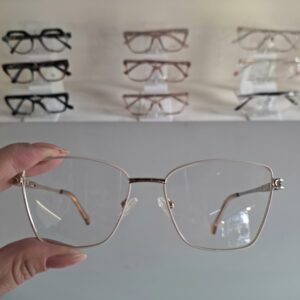 Óculos Quadrado Metal Feminino 17037 Nude