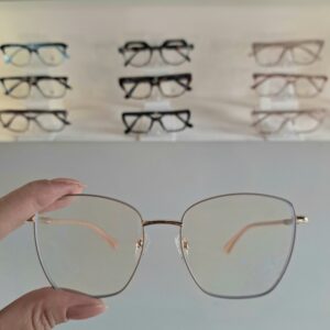 Óculos Quadrado Metal Feminino 8613 Nude/Dourado