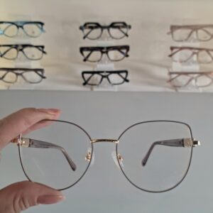 Óculos Gatinho Metal Feminino 042 Nude/Dourado