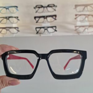 Óculos Retangular Acetato Feminino Vintage 2027 Preto/Vermelho